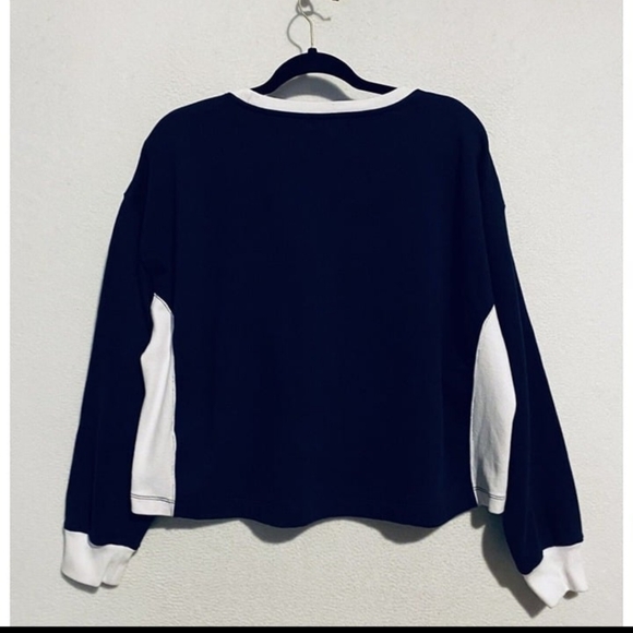 J.Crew University terry cotton cropped sweatshirt XL NAVY BNWT SO 1 Left! - Picture 8 of 14